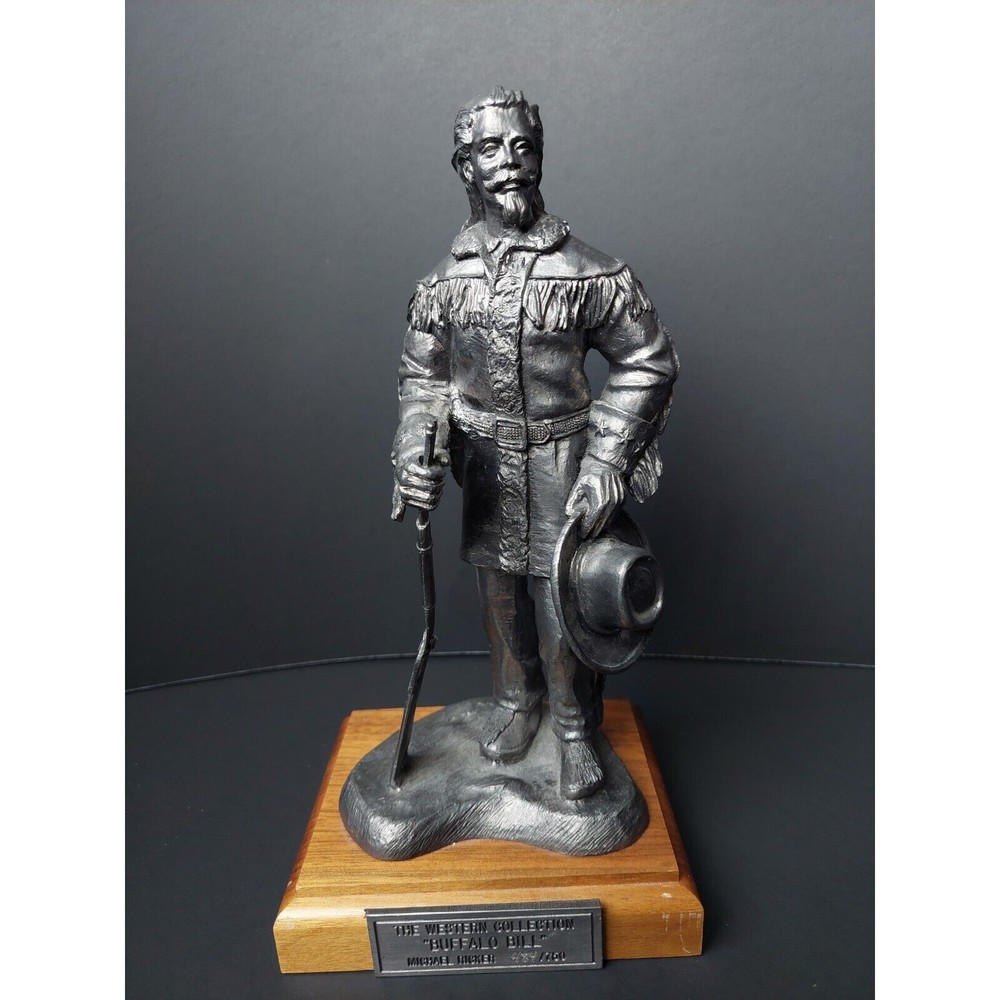 MICHAEL RICKER Signed Pewter Buffalo Bill Western Collection 1993 Statue 484/750